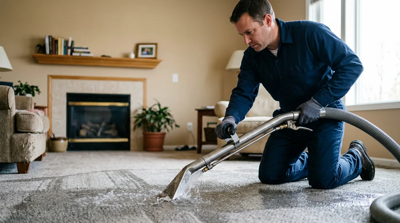 Water damage restoration technician working near Greene, IA